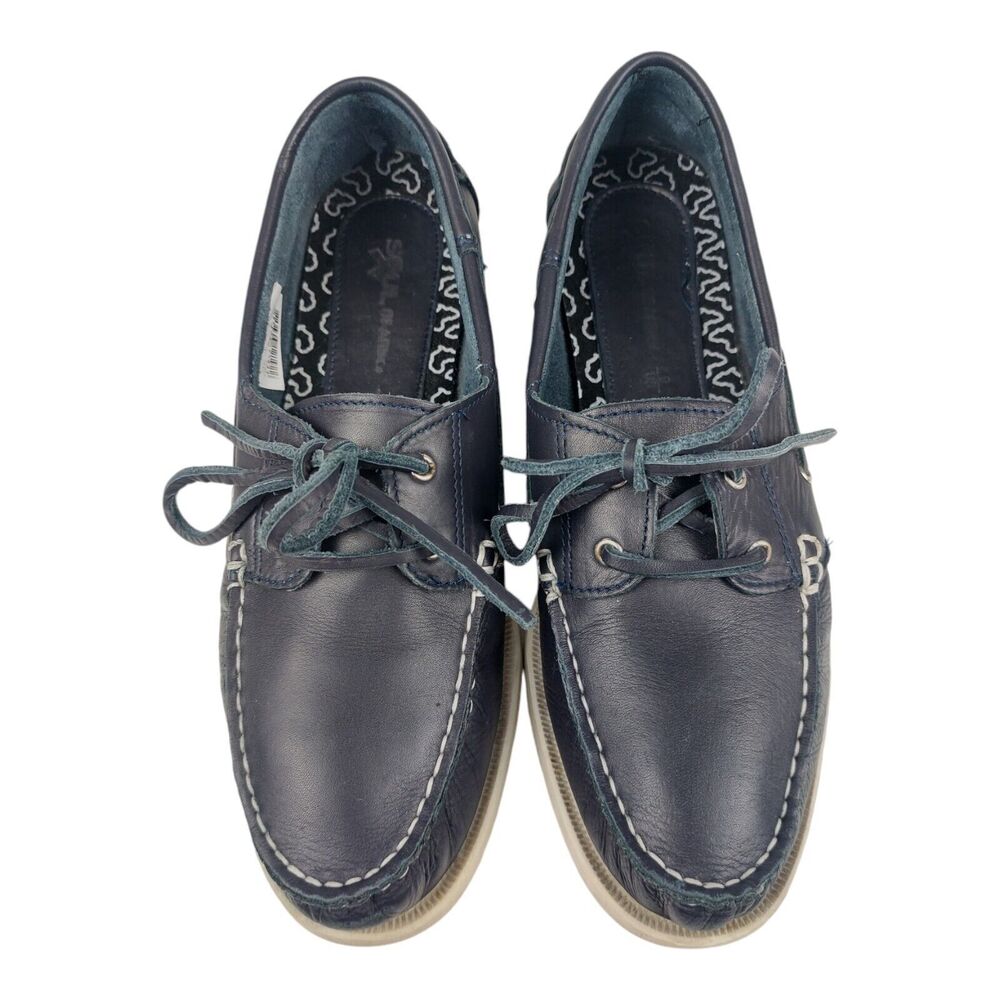 Soul Of Africa Womens Leather Boat Shoes Size 9 Blue White - Picture 5 of 9